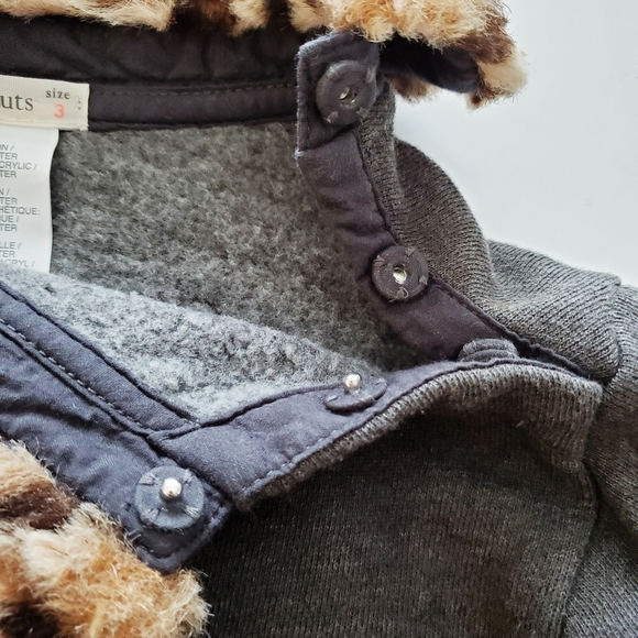 Crewcuts J. Crew Leopard Collar Grey Fleece Top Girls Size 3 - Picture 5 of 5
